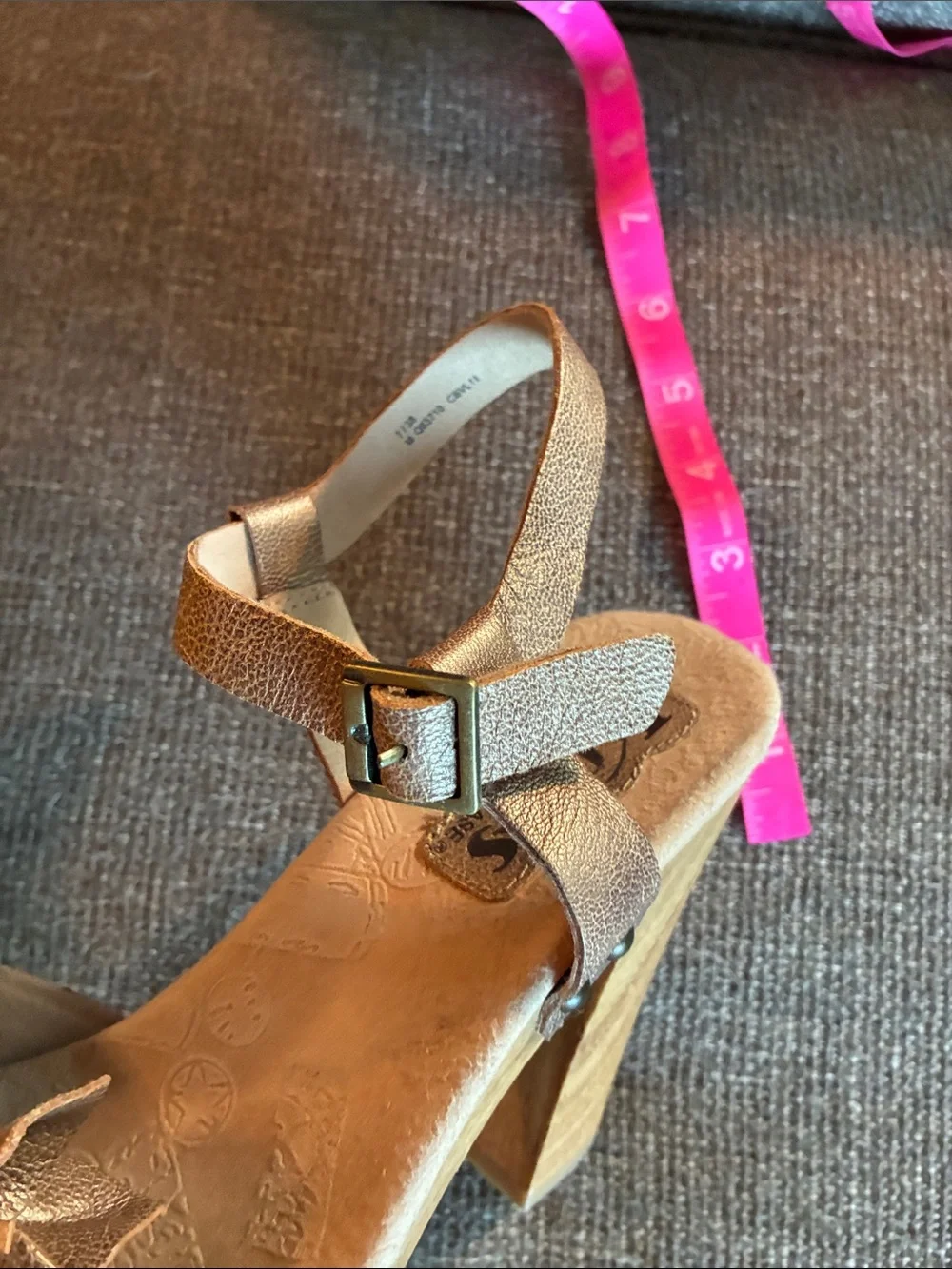 Kork-Ease Brown Floral Leather Platform Sandals
